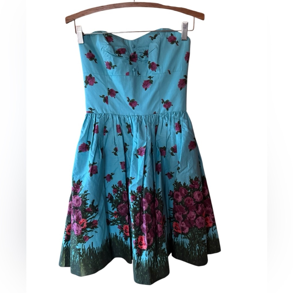 NWT Betsey Johnson‎ 1950s style Retro Floral Strapless Dress